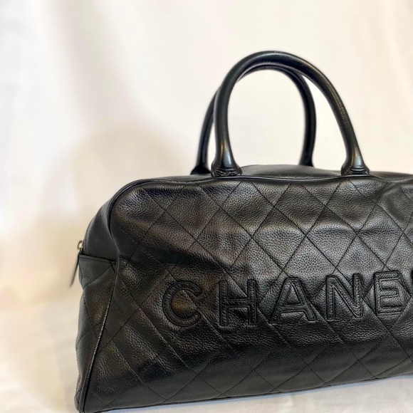 Authenticated CC Black Leather Bowling Bag - Picture 5 of 16